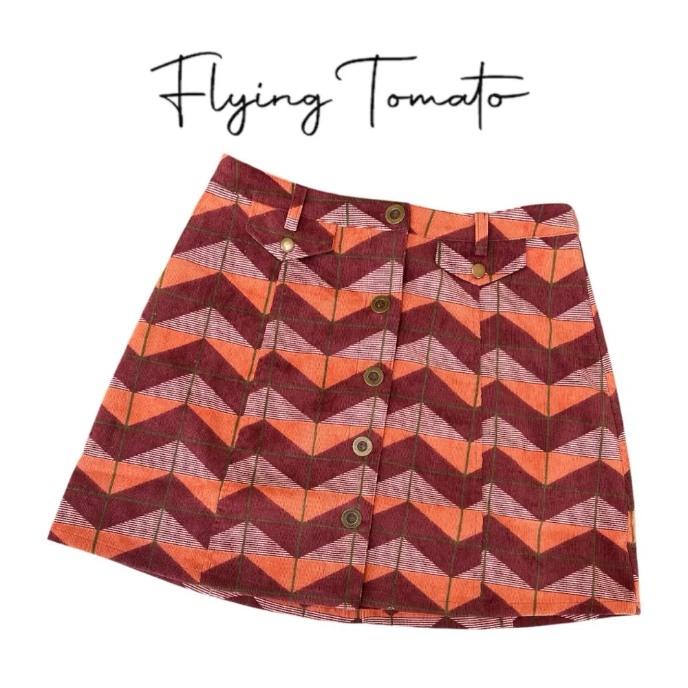 Flying Tomato VINTAGE 90’s Chevron‎ Mini Skirt - Size L
